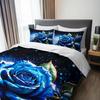 3pcs Luxury Blue Rose Bedding Duvet Cover Set Romantic Rose Bedding Quilt Set Floral Themed Bed Quilt Set Sparkling Diamonds