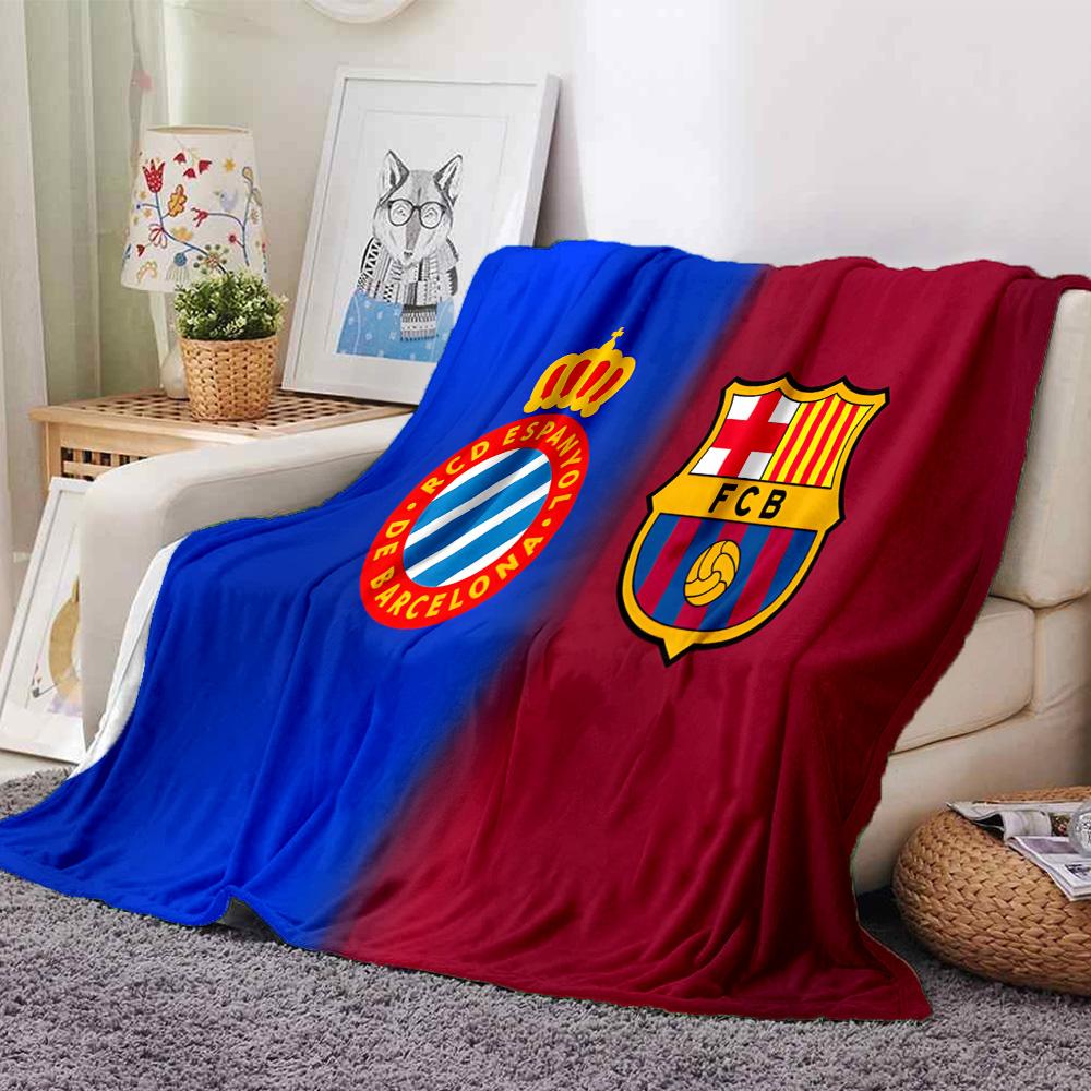 Couverture en Flanelle du Stade Espanyol, Polyester Doux, Design Moderne, Toutes Saisons pour le Camping, les Voyages, Cadeaux pour les fêtes ou les anniversaires