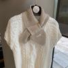 Vintage Hollow Knitted Cross Small Scarf Lazy Perforated Scarf Neck Pack Wear Versatile Scarf Decoration