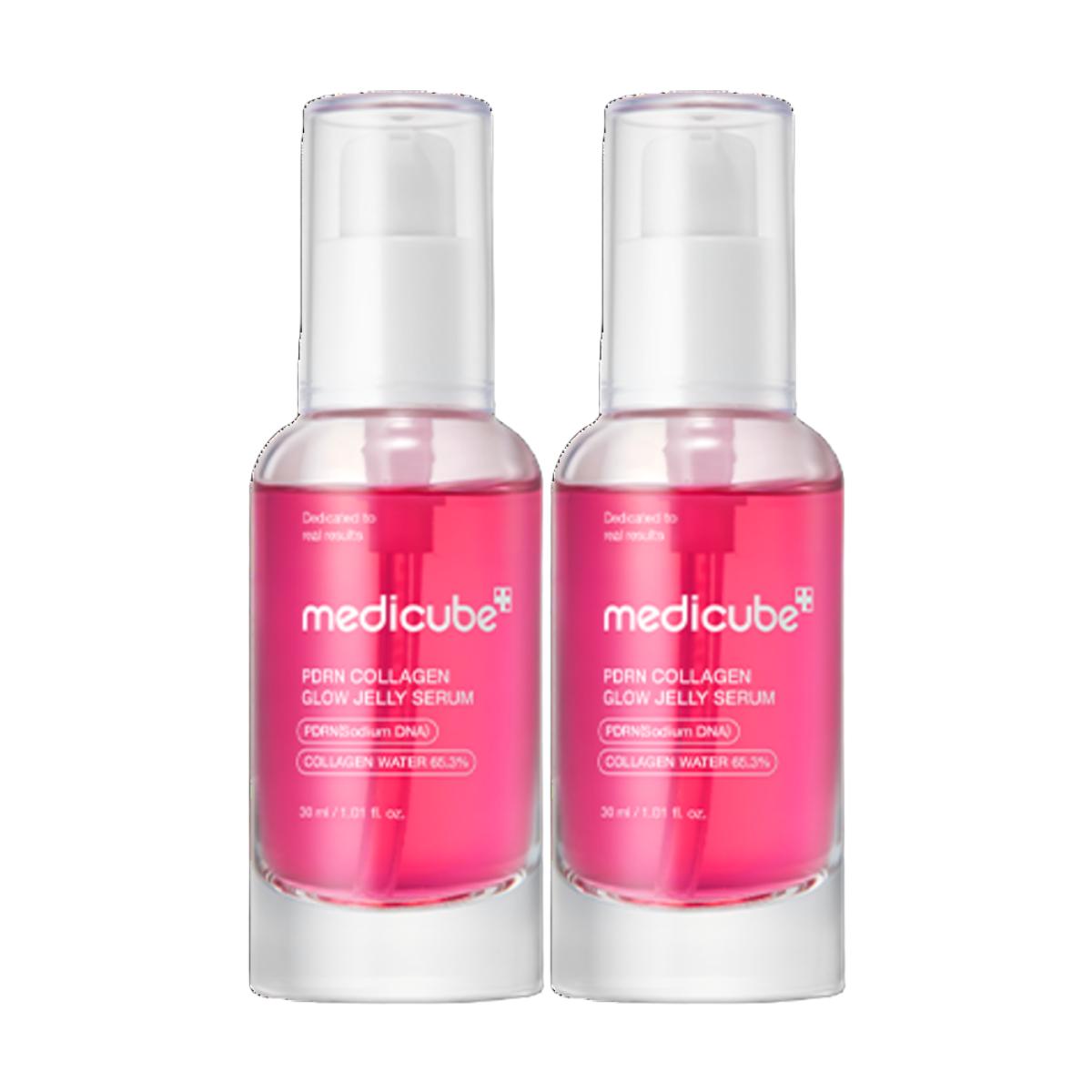 Medicube PDRN Collagen Glow Jelly Serum Double Set (30ml x 2) – Glass Skin Radiance, Elasticity and Hydration Boosting Facial Ampoule