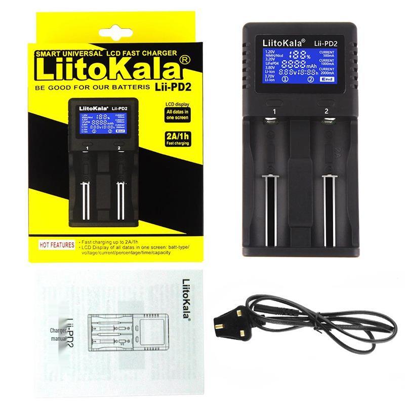 Dual-Slot Charger for 18650/26650 Lithium, AA/AAA Ni-MH, & 3.2V LiFePO4 Batteries