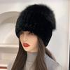 Winter Outdoor Women Real Rex Rabbit Fur Hat Natural Knitted Fox Fur Cap Fluffy Lady Warm 100% Genuine Rex Rabbit Fur Hats