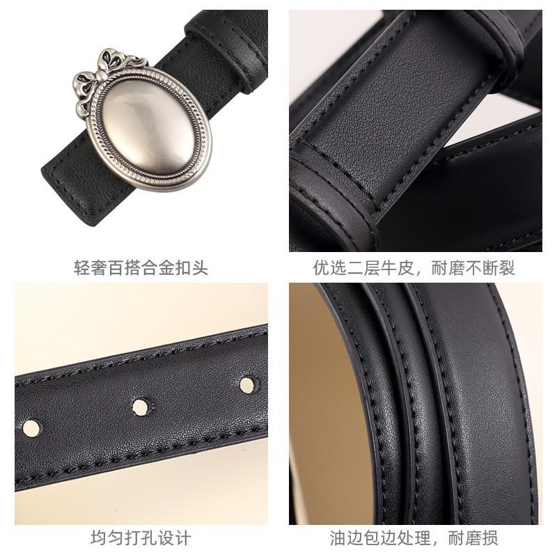 Slim Womens Leather Belt With Alloy Pin Buckle Minimalist Waist Cincher Casual Office Wear