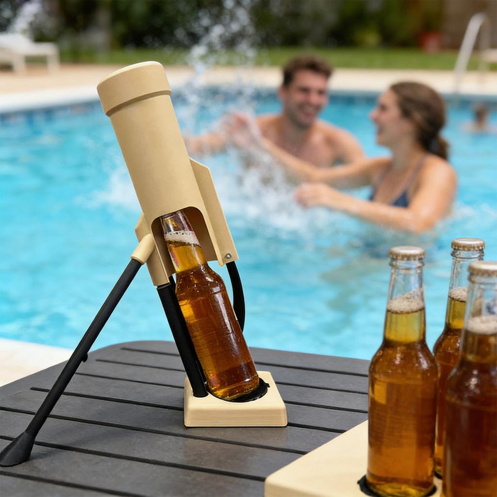 Beer Bottle Mortar Bottle Opener, 51mm Mortar Beer Bottle Opener Heavy-Duty Cap Hands-Free Push Down Opener Men's Exclusive Space For Bar