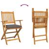 Folding Chair with Cushion 2 pcs Brown Solid Acacia Wood