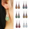 Fashion Ethnic Boho Enamel Flower Long Drop Dangle Earrings For Women Rhinestone Geometric Waterdrop Vintage Wedding Zircon