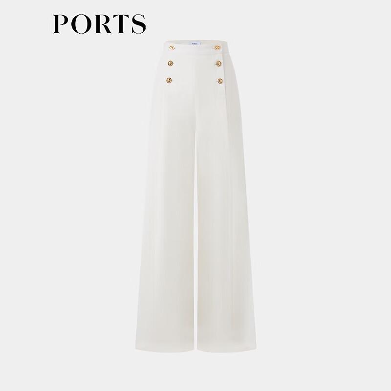 PORTS Women's Spring/Summer Double-Breasted Wide-Leg Pants