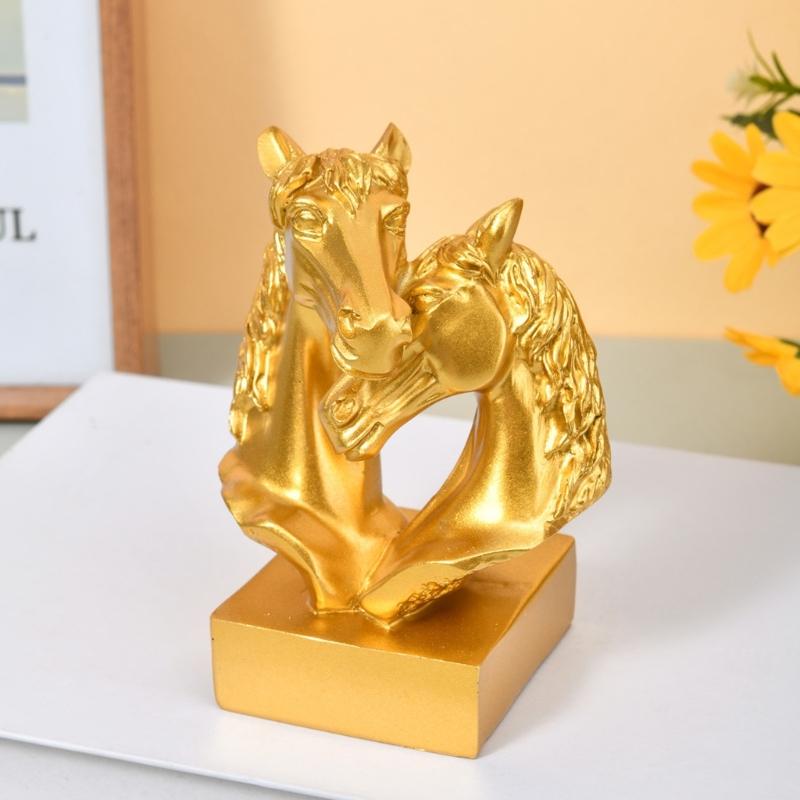 Horse Head Statue Ornament Horse Animal Sculptures Horse Figurines Decorative Objects for Home Office Bookshelf Table