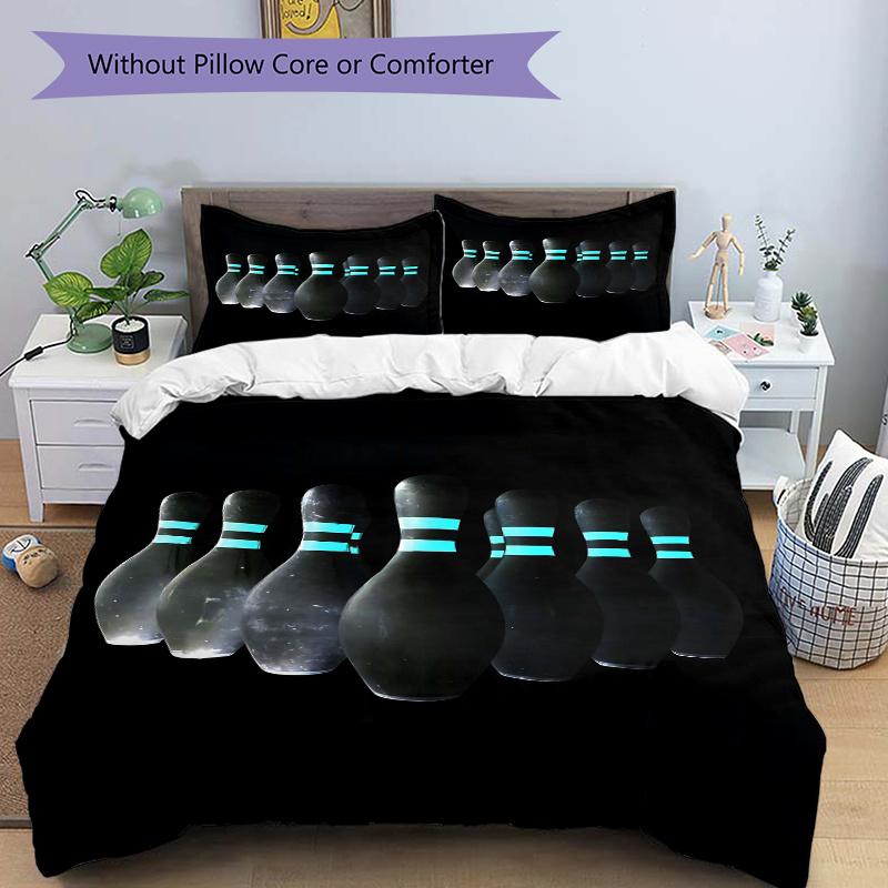 

3pcs Bowling Pin Design Printed Quilt Set, Soft and Comfortable Quilt Cover for Bedroom 135x200cm