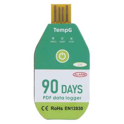 USB Temperature Data Logger Recorder IP67 Water Resistant Disposable PDF Temperature Data Logger for Cold Chain