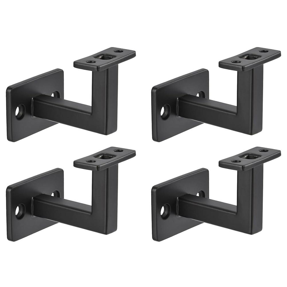 4 Piece Carbon Steel Stair Handrail Bracket Set Providing Secure Wall Support and Stability for Bannisters in Different Settings