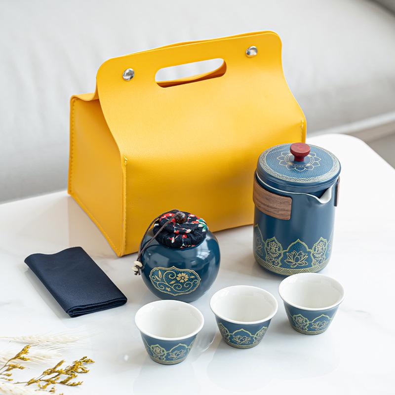 Travel tea set portable kung fu tea set outdoor teapot quick guest cup Mid-Autumn Festival gift gift