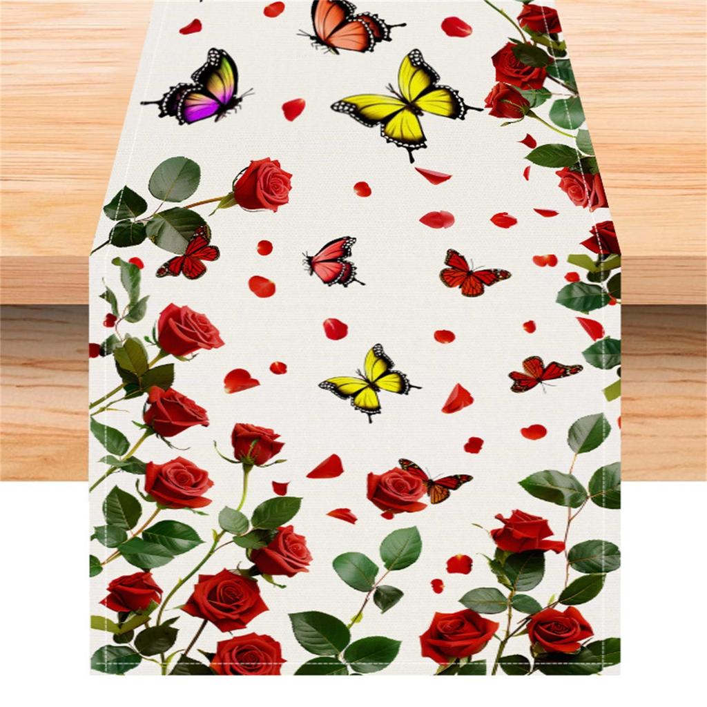 Rozen linnen tafelvlag Valentijnsdag tafeldecoratie tafelkleed kussen tafelkleed huisstof