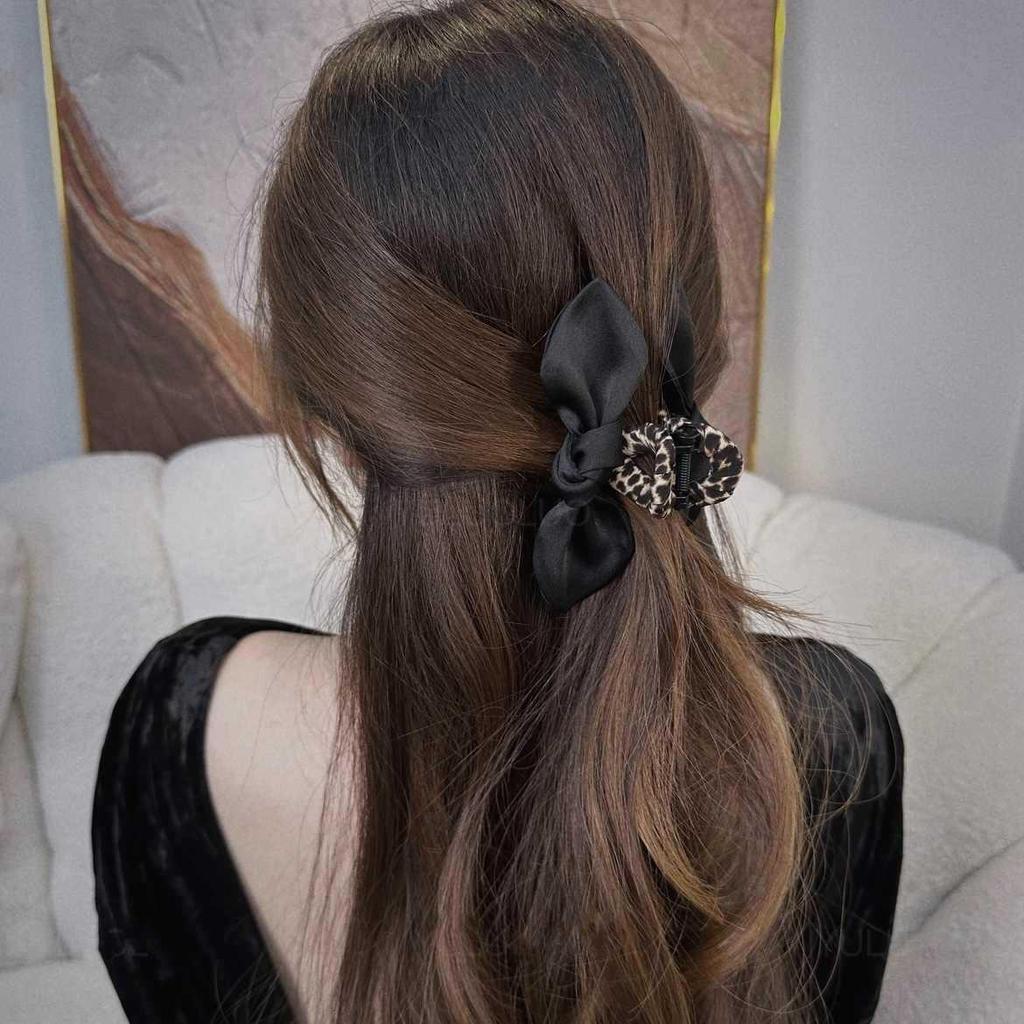 2025 Leopard Print Bow Large Hair Clip: Stylish Updo Shark Clip