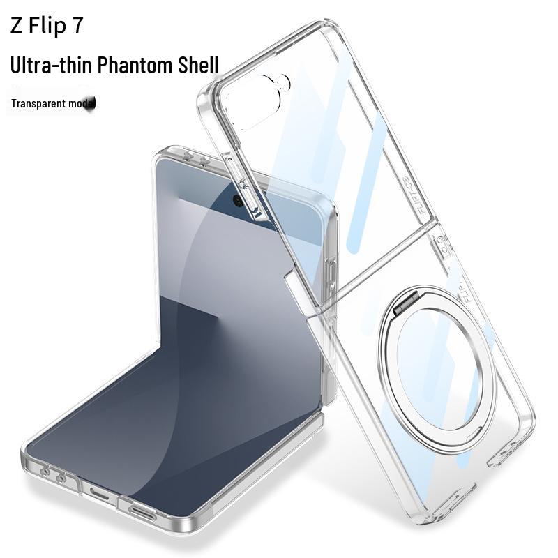 Samsung Z Flip7 Magnetic Transparent Phone Case with MagSafe Stand
