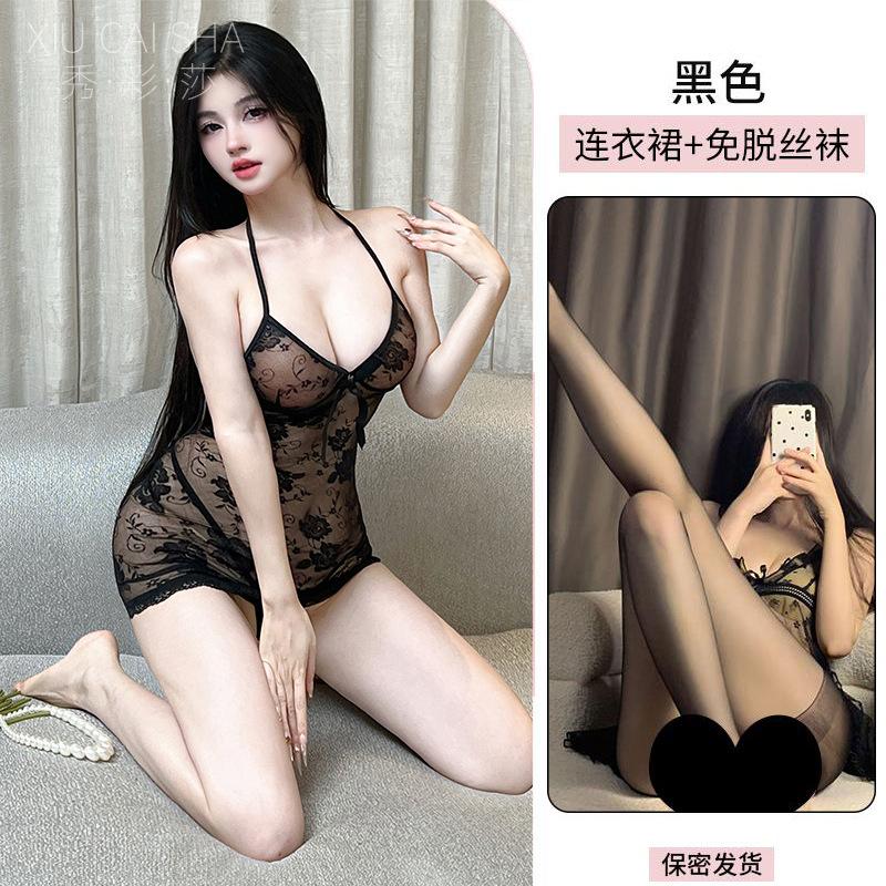 Sex lingerie red pure desire suspender nightdress sexy lace perspective temptation bed free pajamas small chest uniform