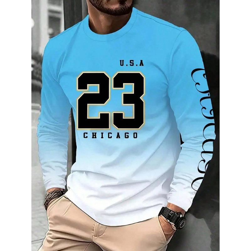 Winter And Autumn Men's Long-sleeved Warm T-shirt 3D Musical Note Printed Fashionable Long-sleeved Shirt Men's Sports T-shirt