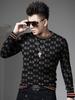 Ozhouzhan Men's Round Neck Sweater 2025 New Autumn and Winter Trendy Print Sweater Casual Knitted Bottoming Shirt