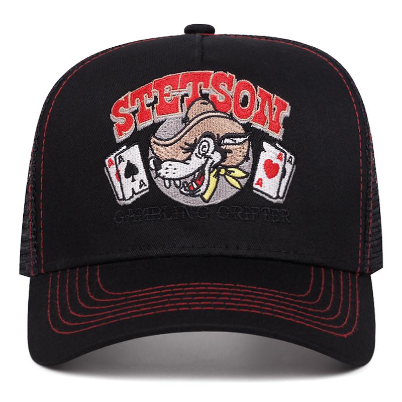 Neue Baseballmütze Stetson Wolfskopf Poker Trucker-Mütze Street Hip-Hop-Mütze Tägliche Freizeitkleidung Sonnenschutz Netzmütze Unisex