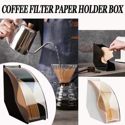 1pc Coffee Filter Paper Holder Box Napkins Dispenser Shelf Storage Container Holder Rack Acrylic Cover for Home Kitchen Utensils
