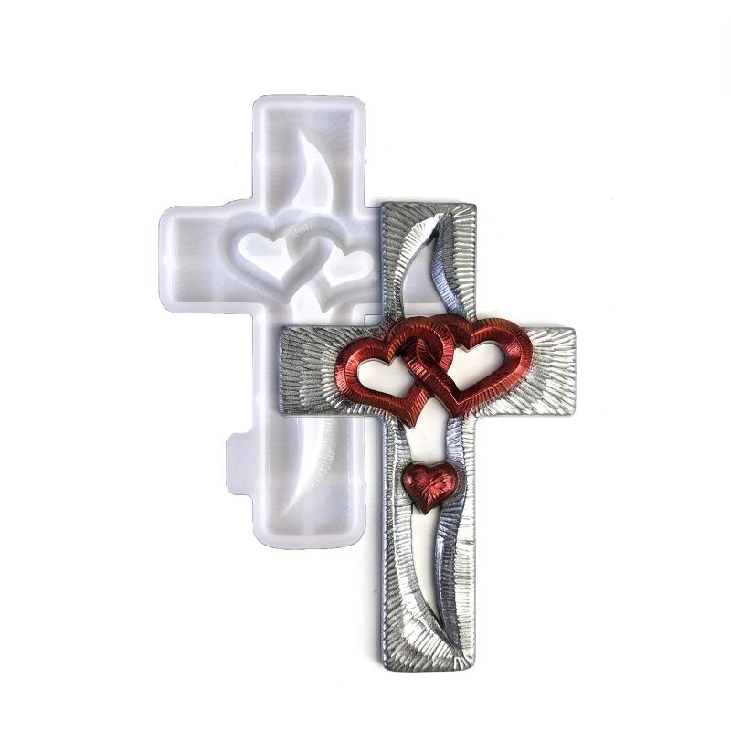 

Love Cross Silicone Mold Resin Ornaments Wall Decorations Hollow Valentine s Day Love Heart Gypsum Chocolate Soap Candle Molds
