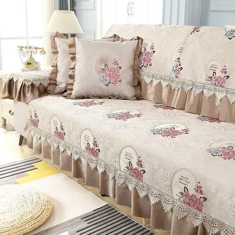 

Подушка для дивана в европейском стиле, четыре сезона, нескользящая, простая, современная, комбинированная, чехол для дивана, большая юбка, подушка с откидной спинкой 90x160cmx18cm