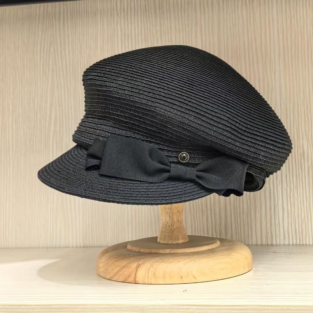 Dell Le Side Press Cap Children'S Summer Sunscreen Straw Hat Bow Equestrian Hat Versatile Sun Hat Tide