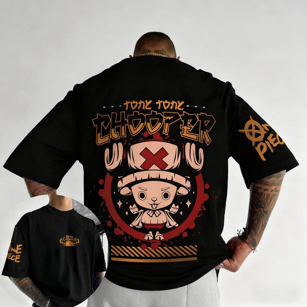 Bandai One Piece Luffy Zoro Printed Cotton Shortsleeved 2026 Summer Breathable Mens and Womens Loose Sporty Fashion Tshirt