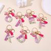 Gradient Color Initial Keychain with Sequin Butterfly & Tassel - Perfect Jewelry Bag Accessory & Holiday Gift