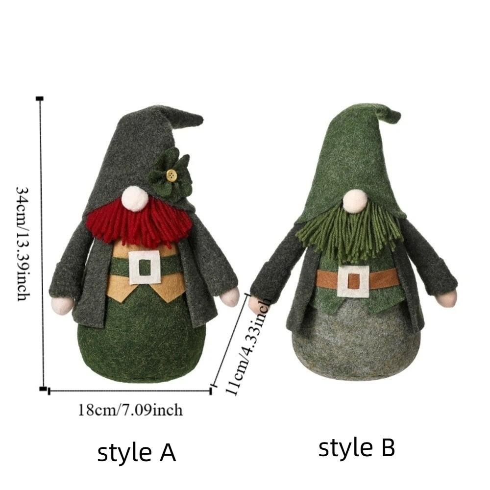 Green Faceless Old Man Doll Fashion Plush Ornaments Irish Day Dwarf Doll  Patrick's Day Celebration