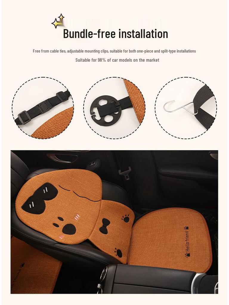 Cute Female Puppy Cartoon Car Seat Cushion for Chevrolet Equinox, Cavalier, Cruze - All Seasons