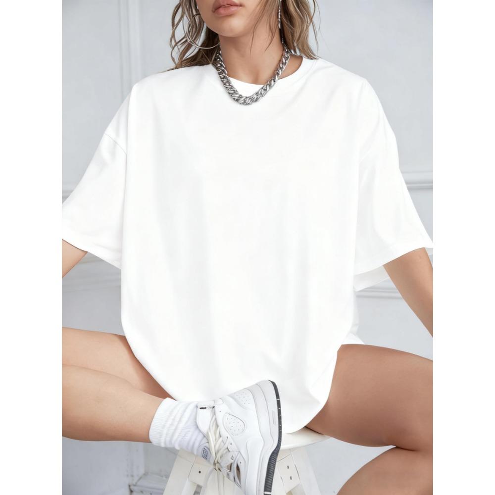 Womens Solid Color Cotton Summer Soft T-Shirt Y2K Oversized T-Shirts Jogging Casual Tops Multicolor Short Sleeve