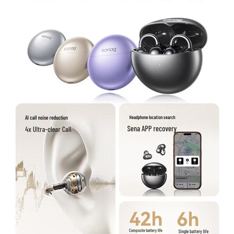 SANAG S6S Ultra Open-Ear AI Translator Bluetooth Headphones