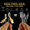 VAORLO Cabo de carga rápida 4 em 1 65 W Max Super Charging USB para Type-C/Lightning Type-C para Type-C/Lightning Compatível com Samsung Huawei Xiaomi iphone