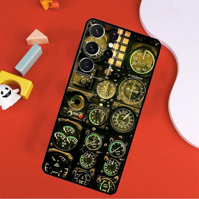 Aviation Airplane Instrument Phone Case For Samsung Galaxy S25 Ultra S24 Ultra S9 S10 S20 S21 S22 S24 Plus S23 FE Cover