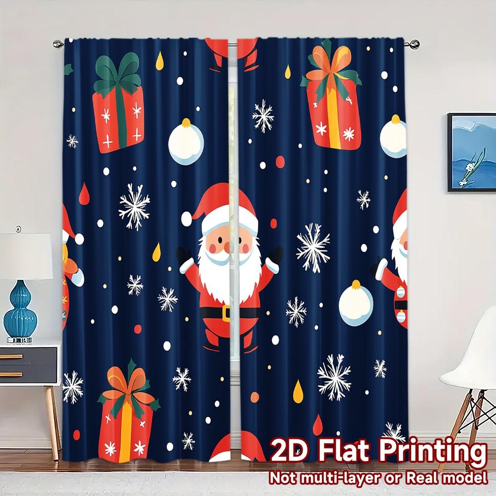 

2pcs,Curtains Cute Santa Claus Christmas Snowflakes (3) Creative Popular Curtains Versatile 100% Polyester Curtains Thermal 52.50×116.00 CM 2pcs