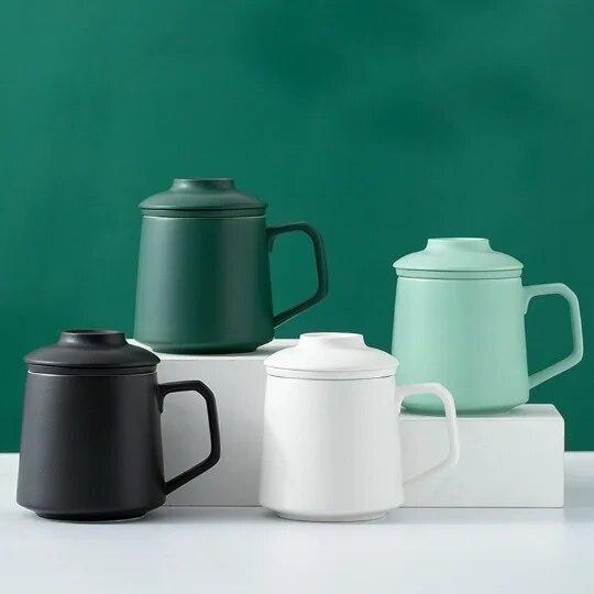 

Ceramic Tea Cup with Lid High-grade Tea Mug with Infuser Coffee Mug
