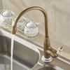 European Style Antique Gold Brass Body Single Hole Single Handle Hot and Cold Water Deck Mounted Kitchen Sink Faucet