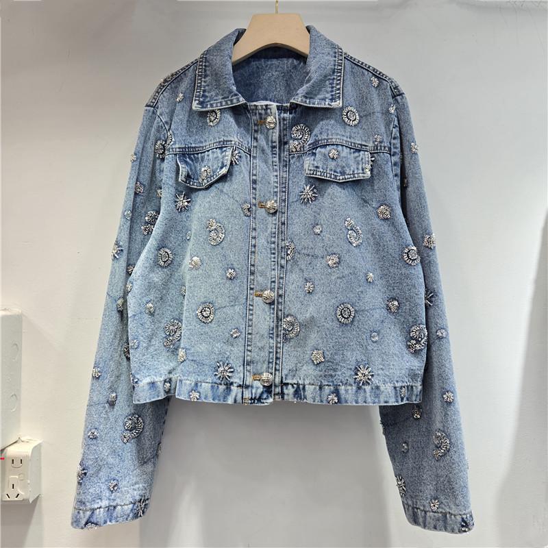 2026 Spring Women's Trendy Embroidered Floral Sequin Denim Jacket