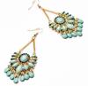 Fashion high-end earrings, party temperament jadeite tassel earrings, Korean version diamond-set exaggerated women's ear jewelry