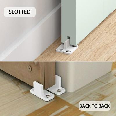 2 piezas de guía de piso para puerta corrediza de granero, rodillo de soporte ajustable para la parte inferior de la puerta corrediza, accesorio de hardware para muebles antibalanceo