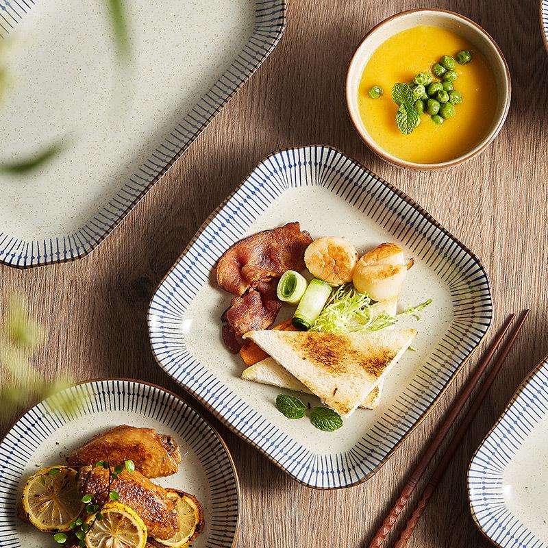 Japanese Retro Ceramic Fish Rice Bowl & Plate Set