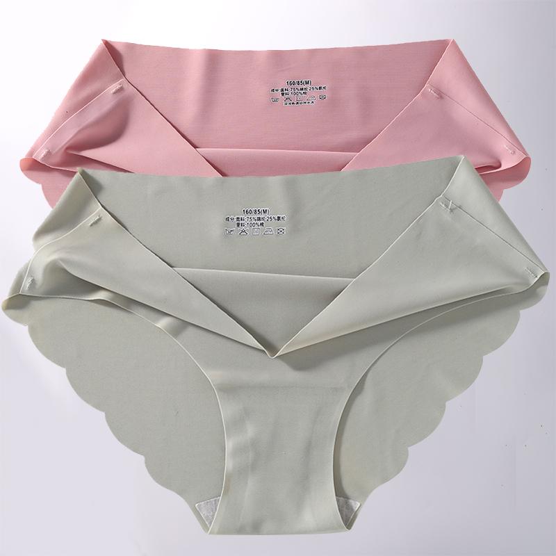 2 Stück/Set M-XL Nahtlose Eis-Seide Sexy Damen Slips Pantys 7 Unifarben Atmungsaktive Pantys Unterwäsche Für Mädchen Dessous