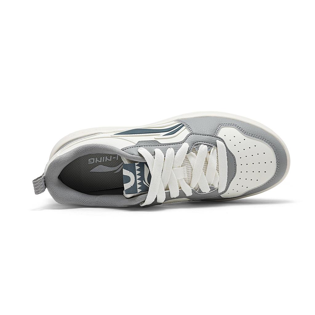 Li Ning First Cloud Abrasion Resistant Slip Resistant Low top Skateboard Shoes Men's Gray White AGCV189-5