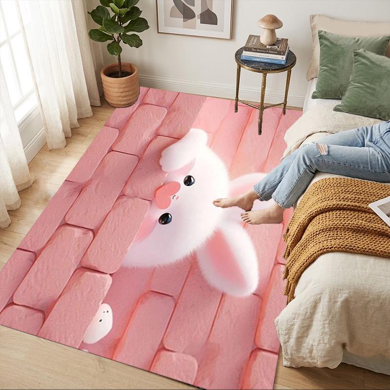 Pink Bunny Living Room Nonslip Area Rug Soft Carpet For Bedroom Game Playroom Sofa Office Home Decor Doormat Christmas Gift C926394