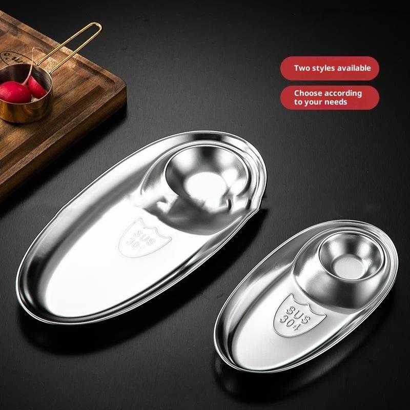 Stainless Steel Dinner Tray Snack Dish Appetizer Serving Platter Lunch Container Dumpling Plates Kitchen Gadget