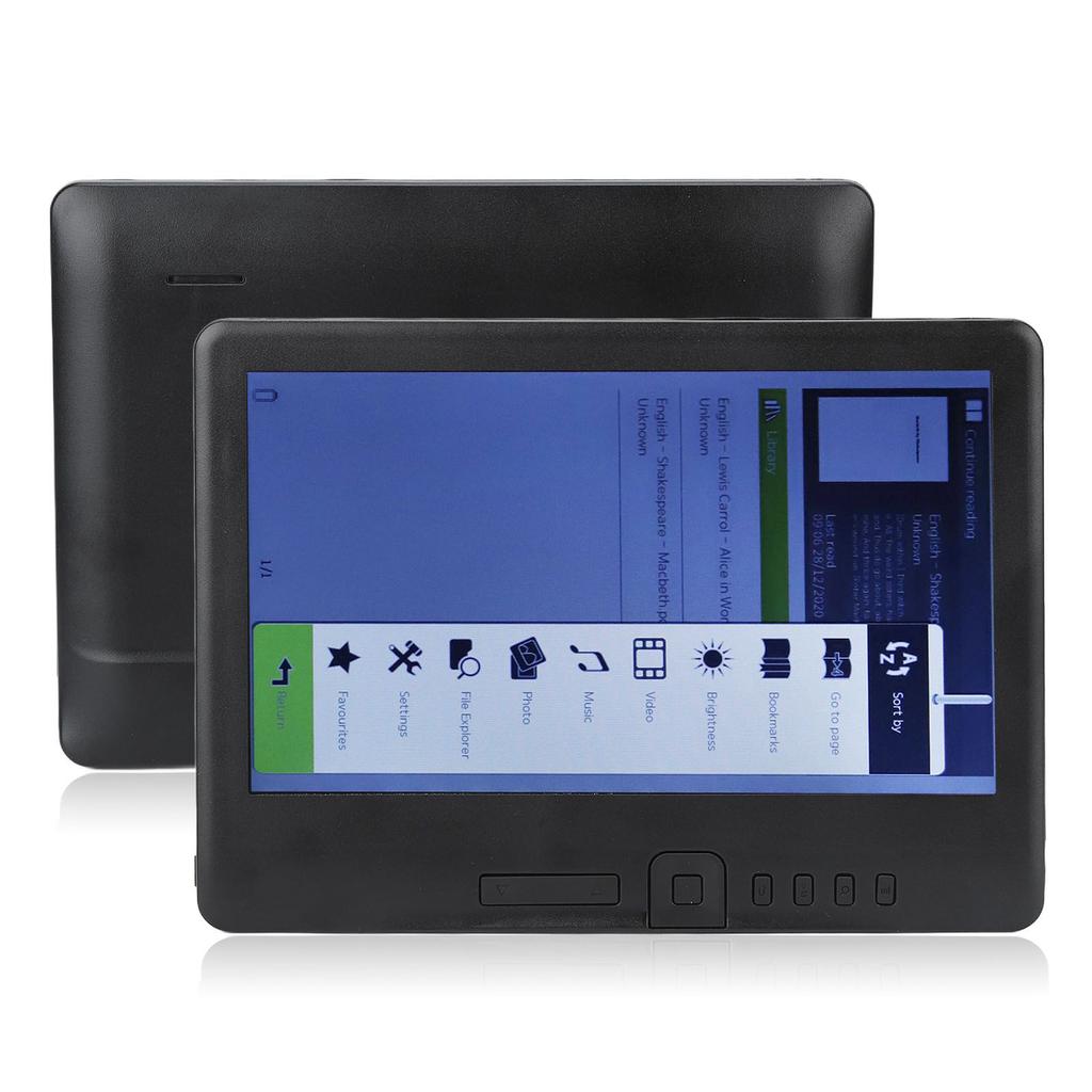 E-Reader 7 Zoll Farb-LCD 16:9 Bildschirm HD 800x480 380MHz Schwarz Schutzhülle Tragbarer E-Reader für