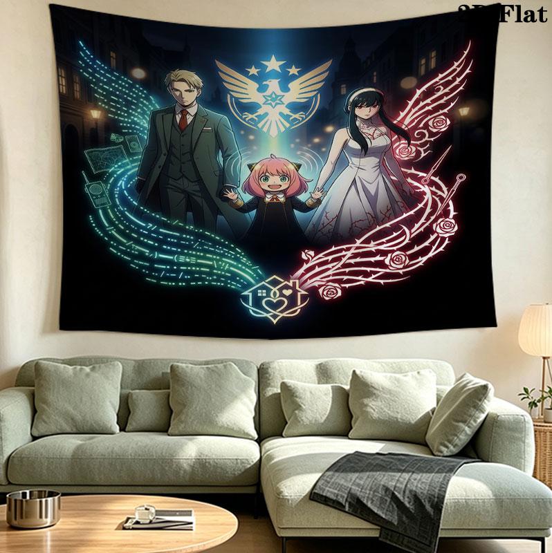 Spy Family Wandteppich Ästhetischer Wandbehang Gedruckter Stoffdecke Dekorative Wandteppiche Für Schlafzimmer Wohnzimmer Heimdekoration