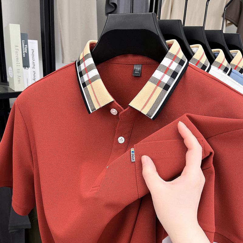 Casual And Comfortable Trendy Short-Sleeved Lapel-Neck Men'S Polo Shirt Splicing Lapel-Neck T-Shirt