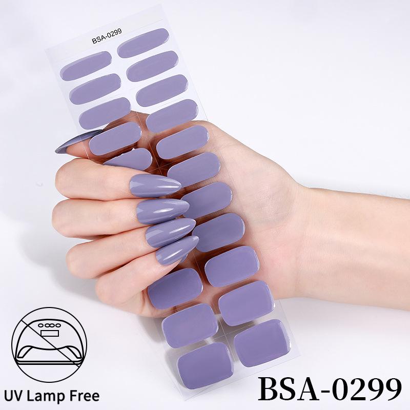 Waterproof Super Sparkle Gel Nail Stickers (Solid Color, UV-Free, No Lamp Required)